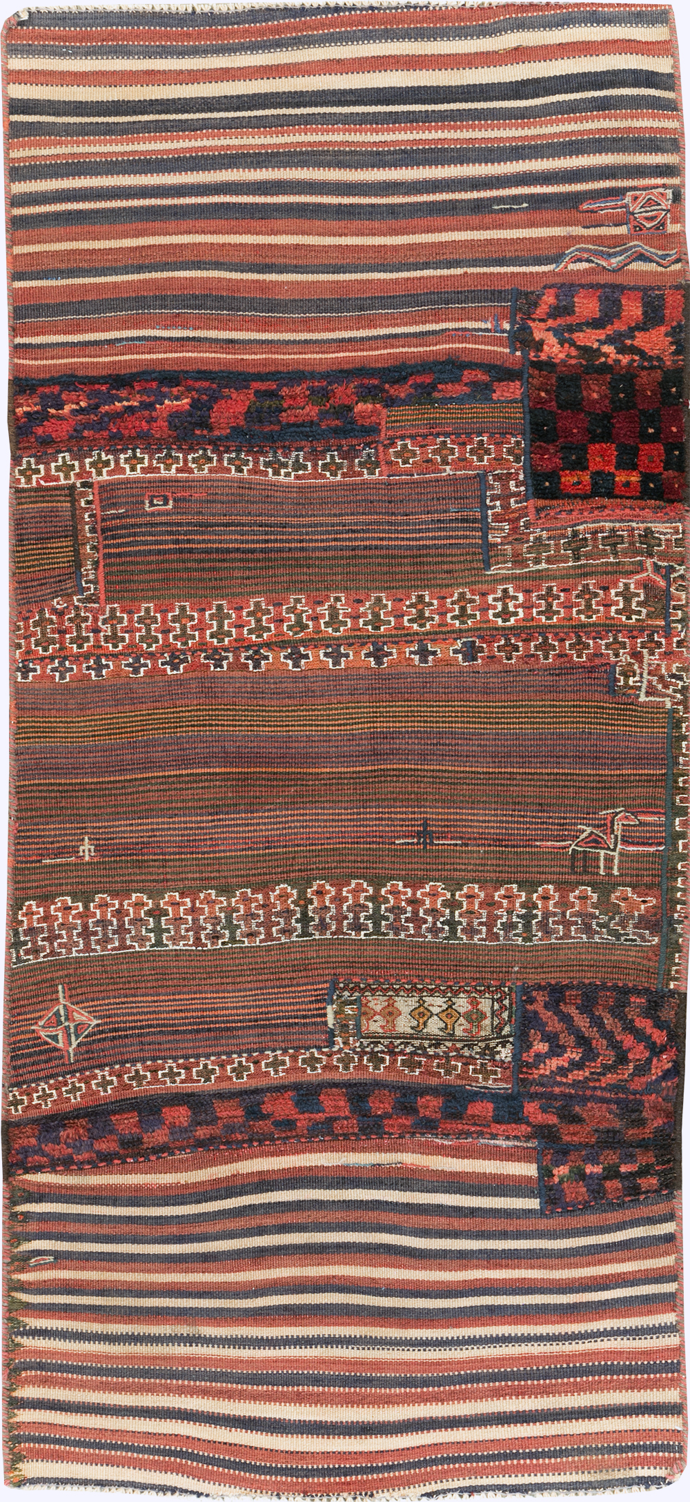 Vintage Persian Chaharmahal Bakhtiari Tacheh Flatweave Kilim, No.28044 - Galerie Shabab