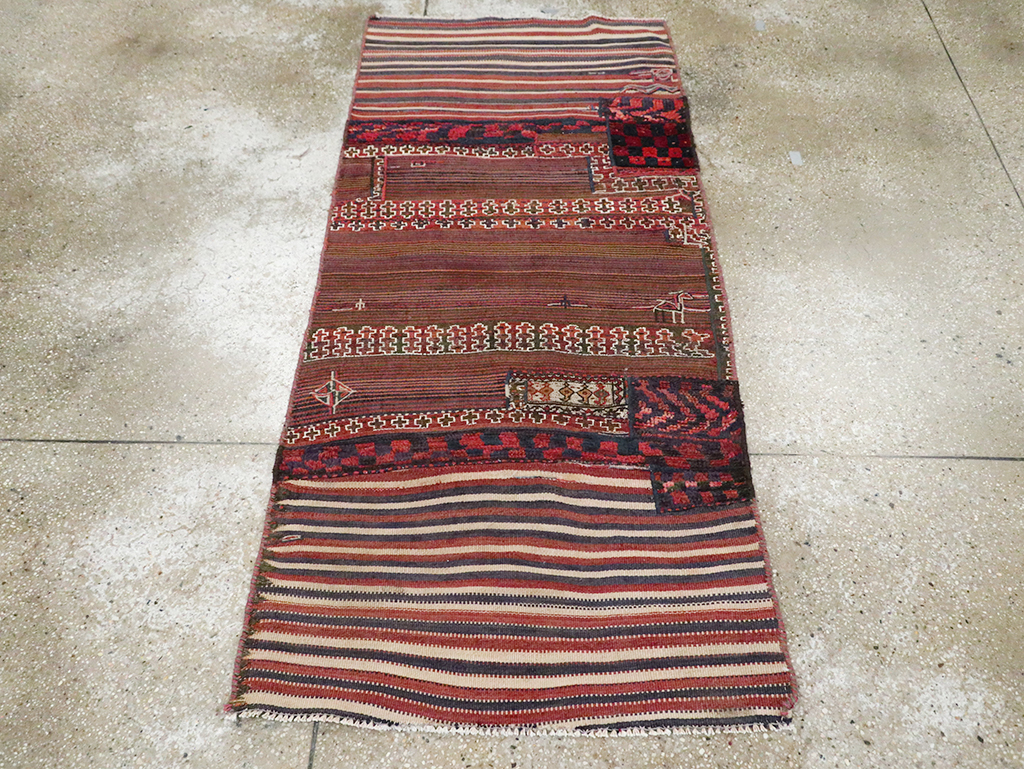 Vintage Persian Chaharmahal Bakhtiari Tacheh Flatweave Kilim, No.28044 - Galerie Shabab