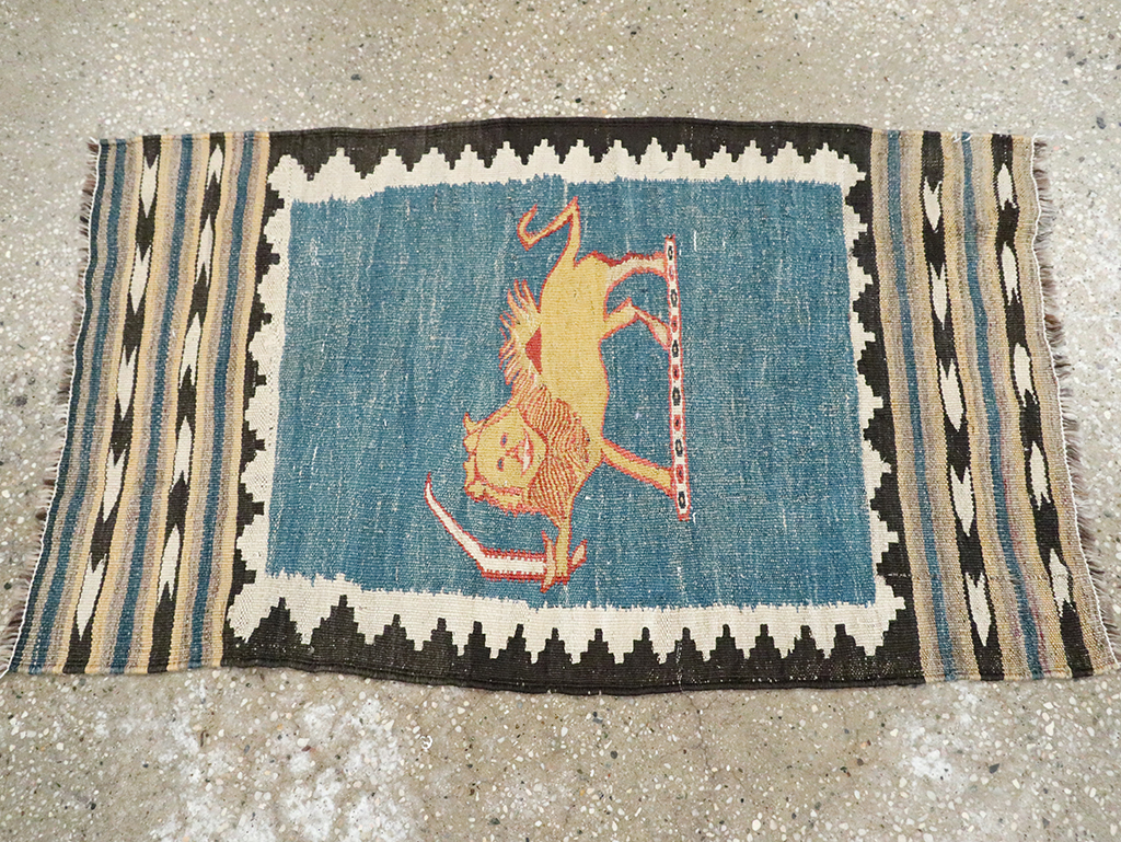 Vintage Persian Pictorial Kilim, No.28050 - Galerie Shabab