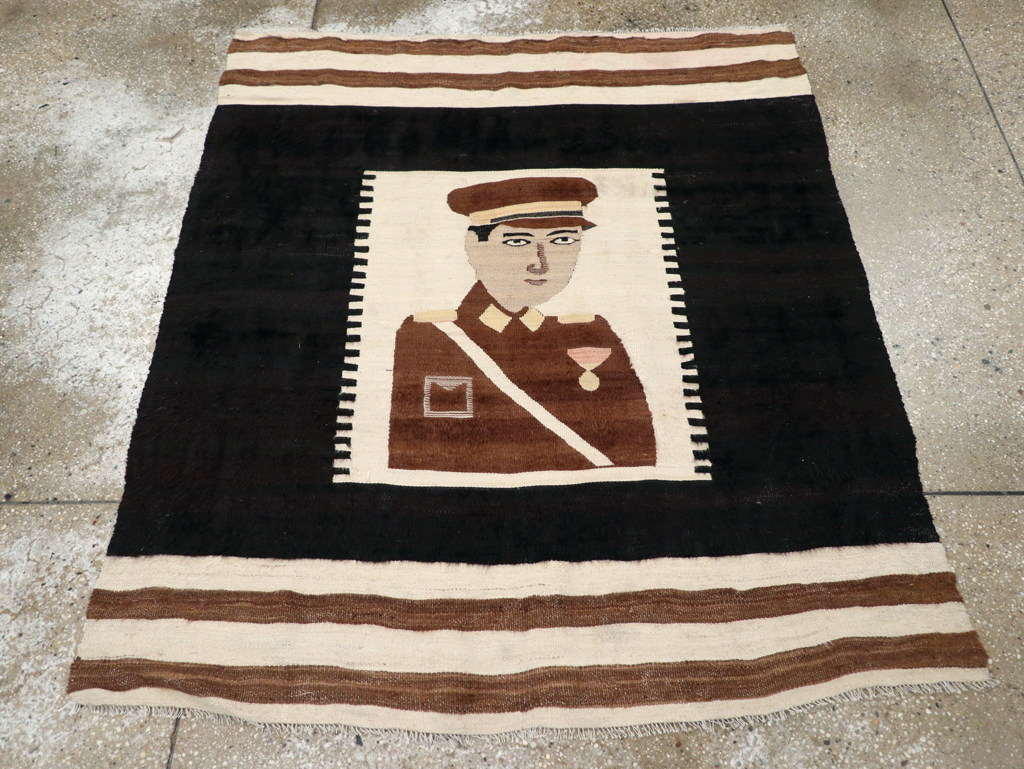 Vintage Pictorial Flatweave, No.28052 - Galerie Shabab