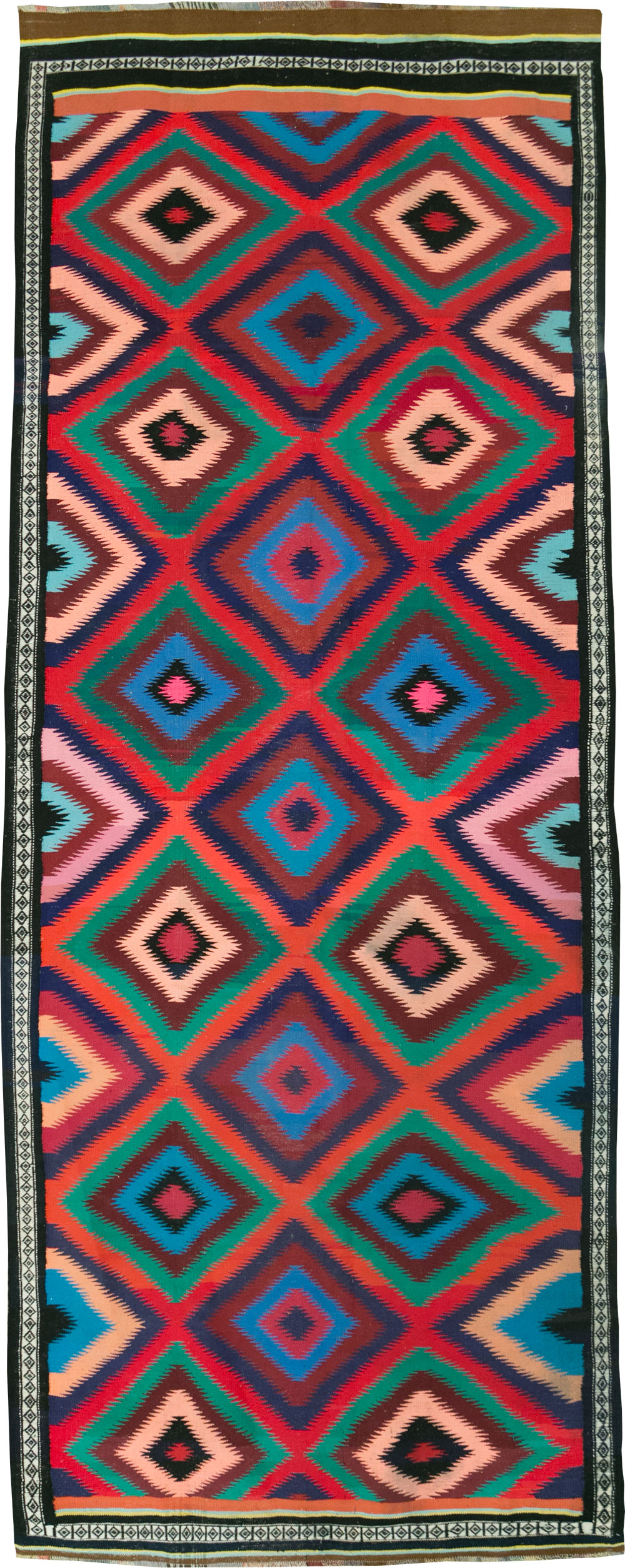 Vintage Persian Flatweave Kilim Gallery Carpet, No.28057 - Galerie Shabab