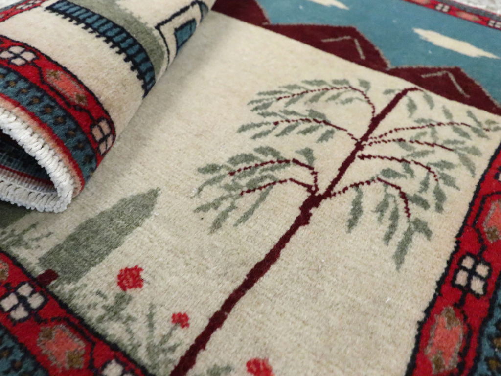 Vintage Persian Kashan Pictorial Rug (Pair: 2 of 2), No.28062 - Galerie Shabab