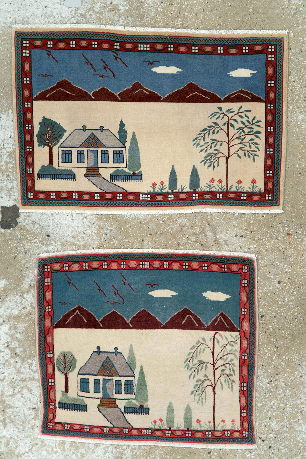 Vintage Persian Kashan Pictorial Rug (Pair: 2 of 2), No.28062 - Galerie Shabab
