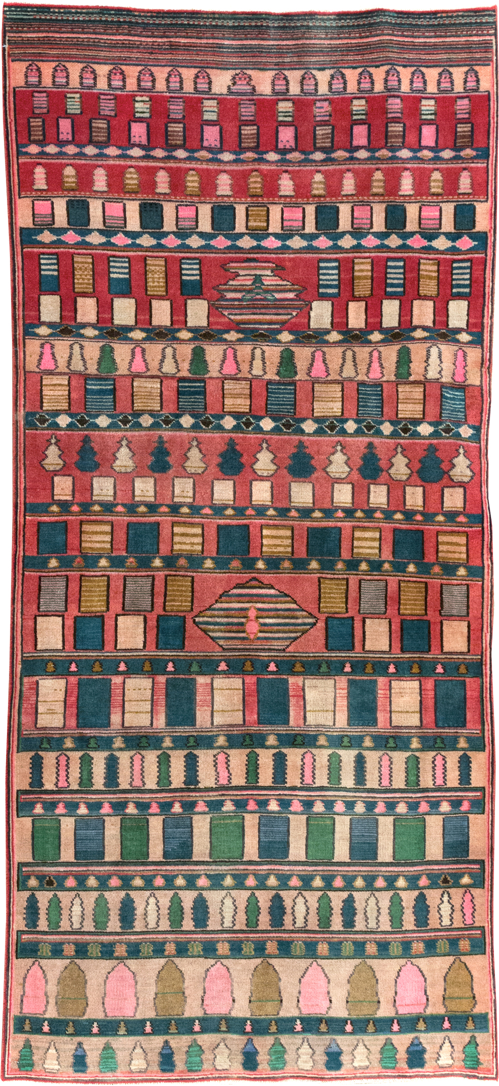 Vintage Persian Mashad Throw Rug, No.28067 - Galerie Shabab