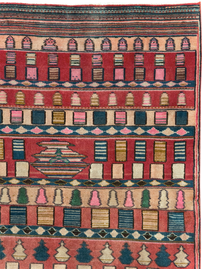 Vintage Persian Mashad Throw Rug, No.28067 - Galerie Shabab