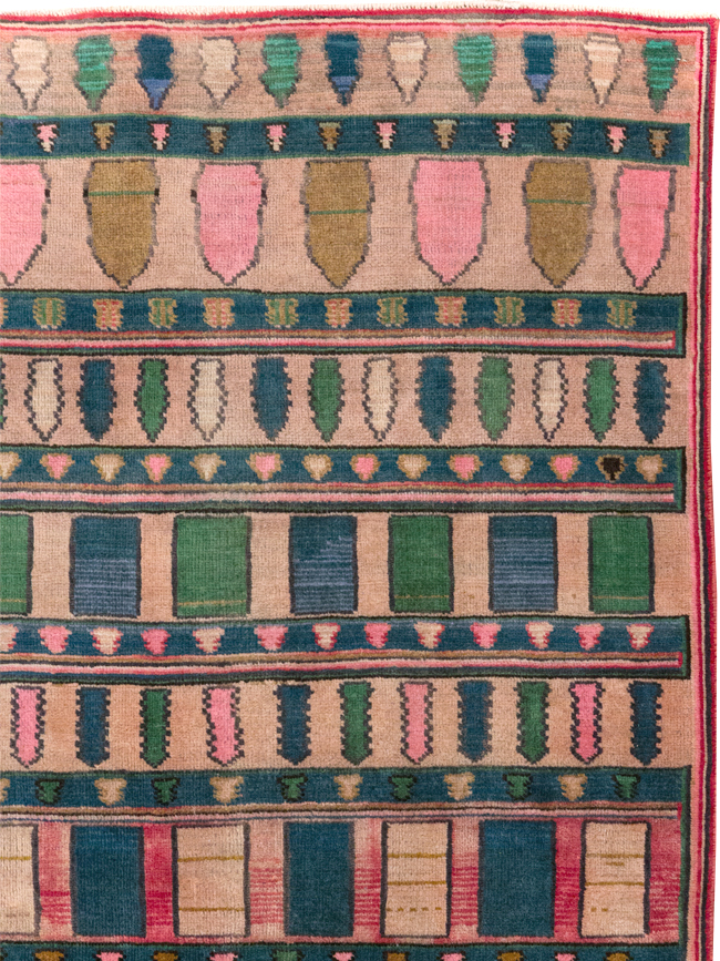 Vintage Persian Mashad Throw Rug, No.28067 - Galerie Shabab