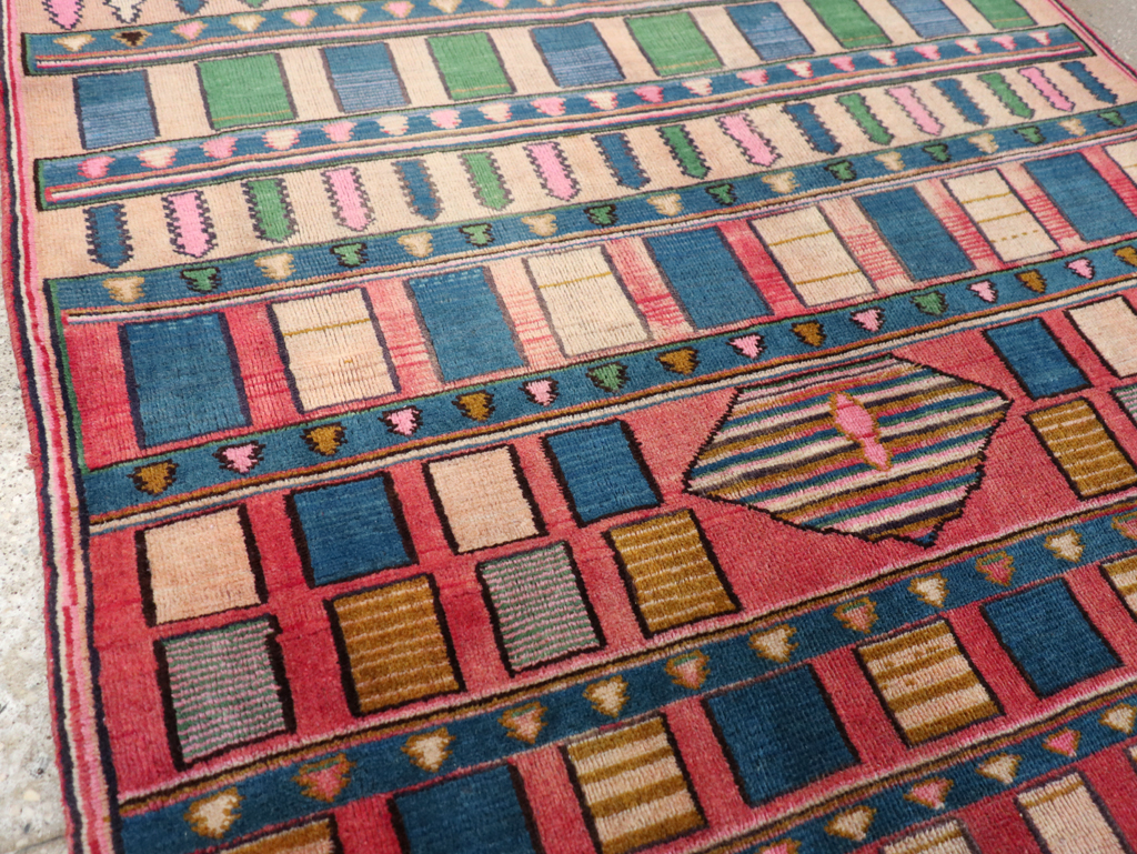 Vintage Persian Mashad Throw Rug, No.28067 - Galerie Shabab