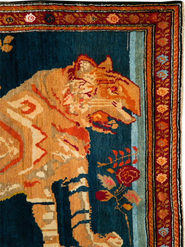 Vintage Caucasian Karabagh Pictorial Accent Rug, No.28070 - Galerie Shabab