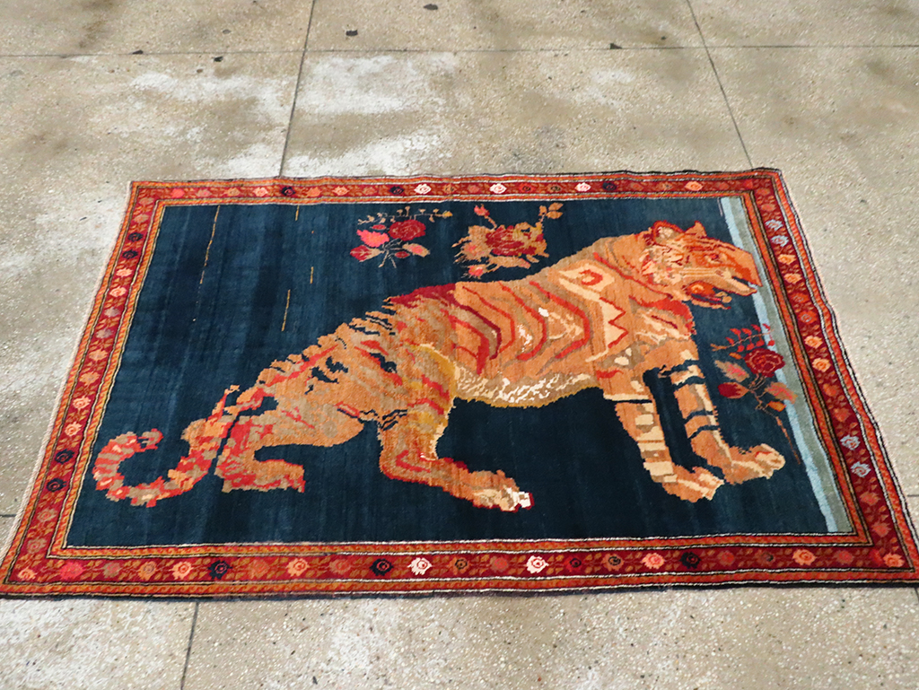 Vintage Caucasian Karabagh Pictorial Accent Rug, No.28070 - Galerie Shabab