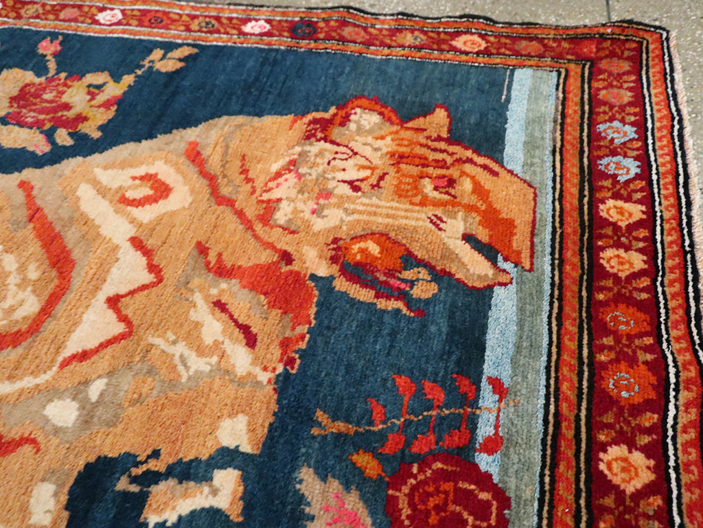 Vintage Caucasian Karabagh Pictorial Accent Rug, No.28070 - Galerie Shabab