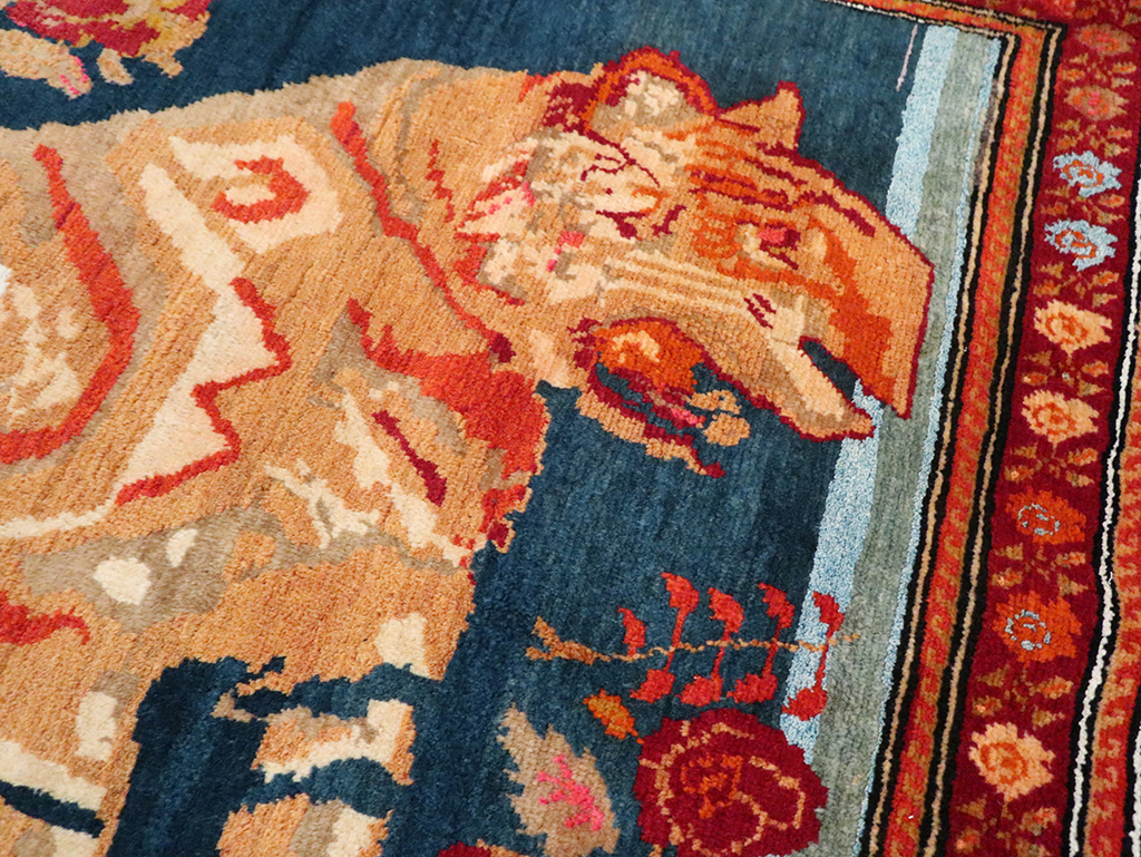 Vintage Caucasian Karabagh Pictorial Accent Rug, No.28070 - Galerie Shabab