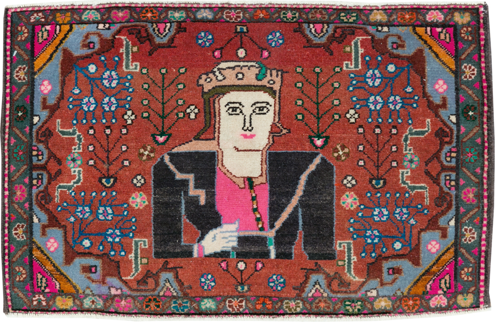 Vintage Persian Hamadan Pictorial Rug (Pair: 1 of 2), No.28071 - Galerie Shabab