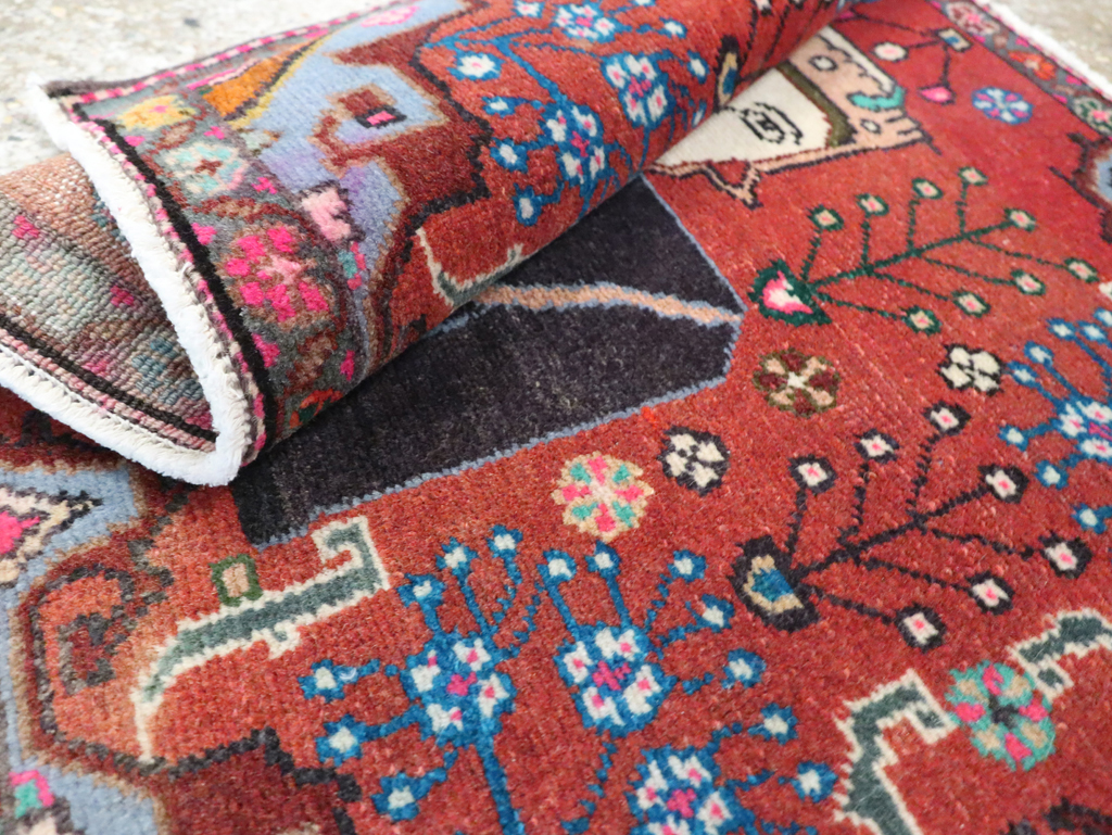 Vintage Persian Hamadan Pictorial Rug (Pair: 1 of 2), No.28071 - Galerie Shabab