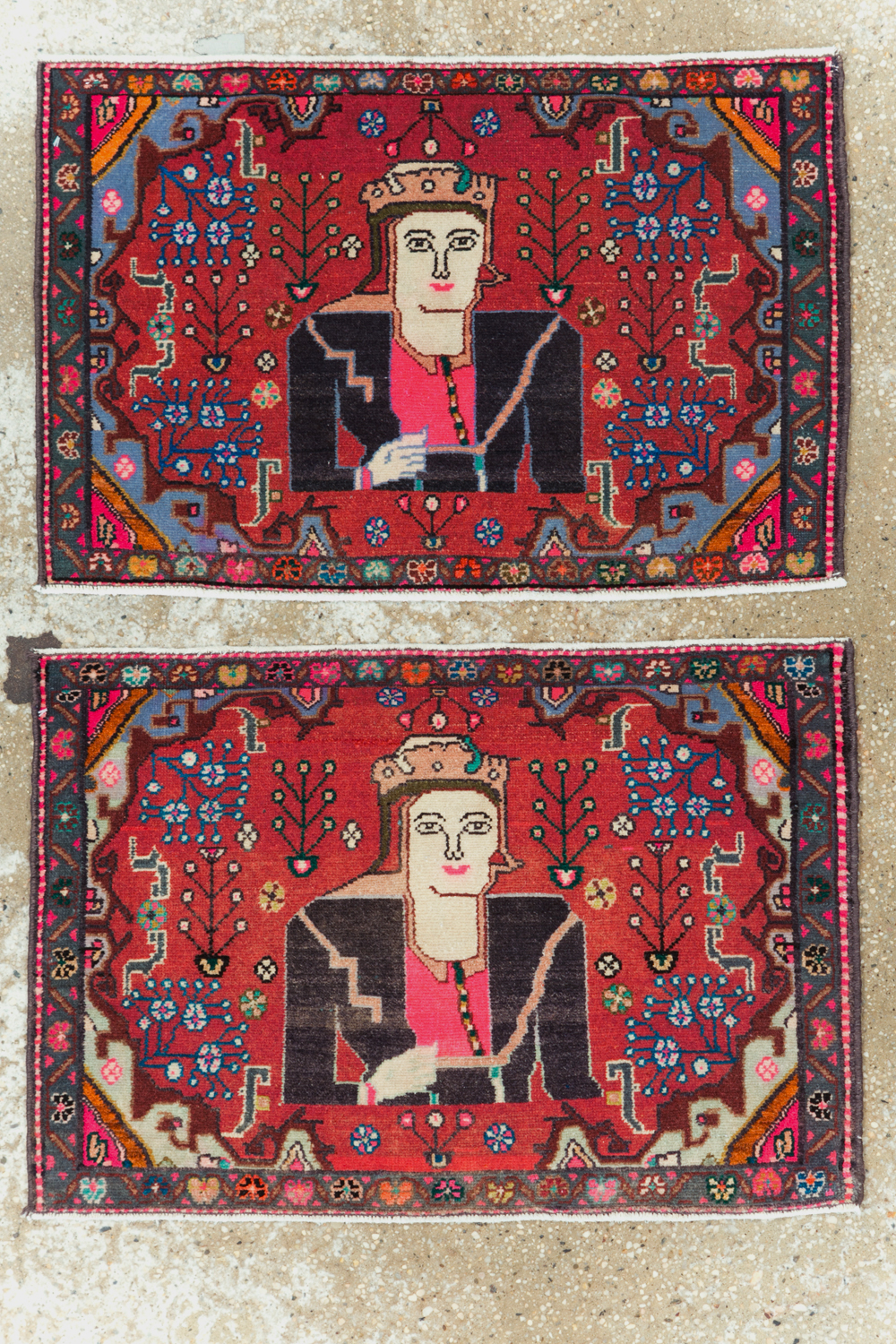 Vintage Persian Hamadan Pictorial Rug (Pair: 1 of 2), No.28071 - Galerie Shabab