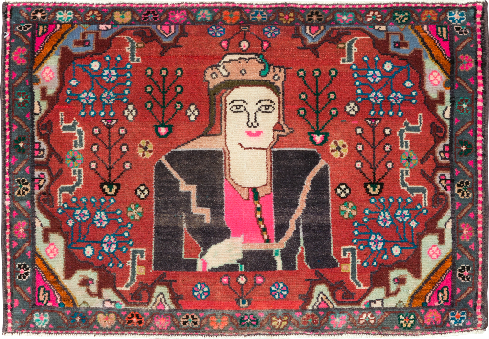 Vintage Persian Hamadan Pictorial Rug (Pair: 2 of 2), No.28072 - Galerie Shabab