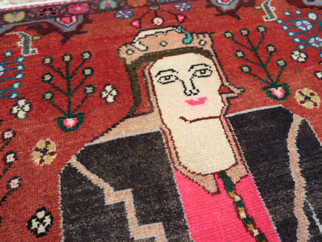 Vintage Persian Hamadan Pictorial Rug (Pair: 2 of 2), No.28072 - Galerie Shabab