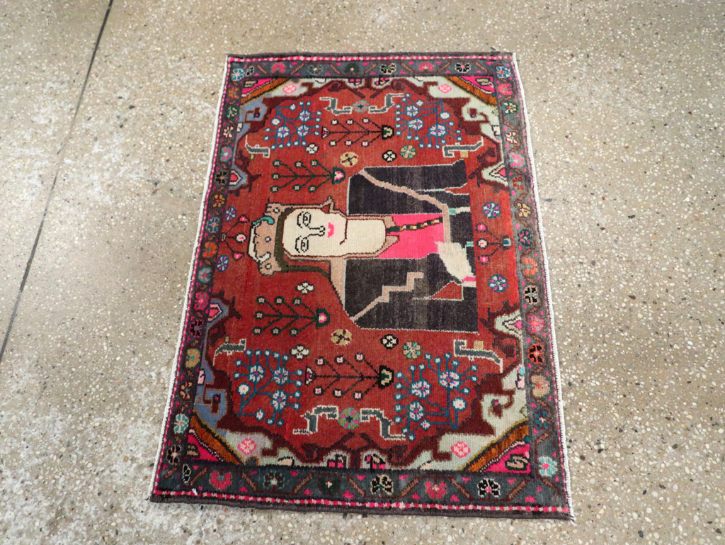 Vintage Persian Hamadan Pictorial Rug (Pair: 2 of 2), No.28072 - Galerie Shabab