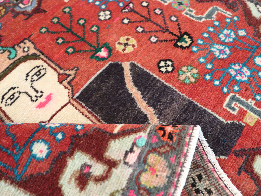 Vintage Persian Hamadan Pictorial Rug (Pair: 2 of 2), No.28072 - Galerie Shabab