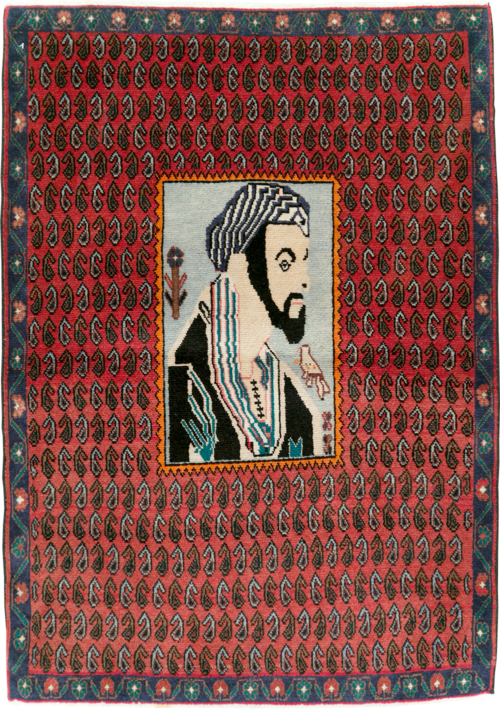 Vintage Pictorial Senneh Rug, No.28073 - Galerie Shabab