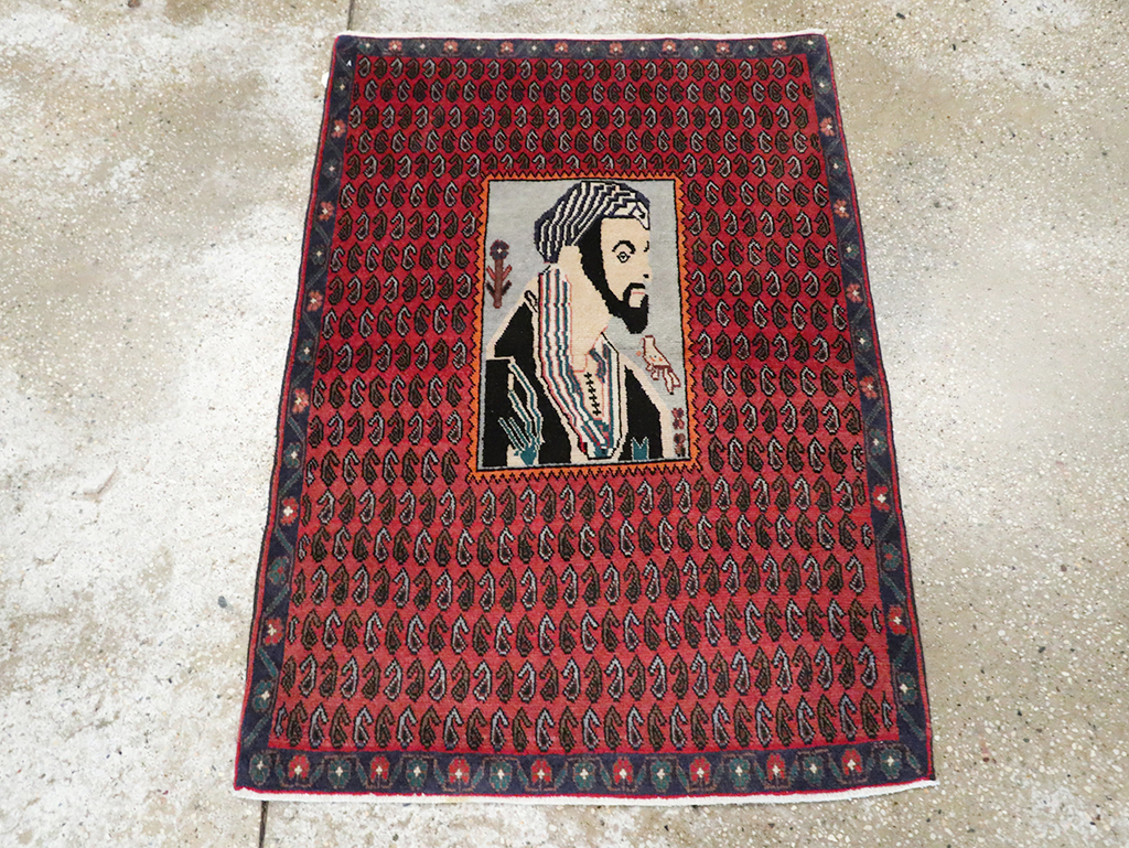 Vintage Pictorial Senneh Rug, No.28073 - Galerie Shabab