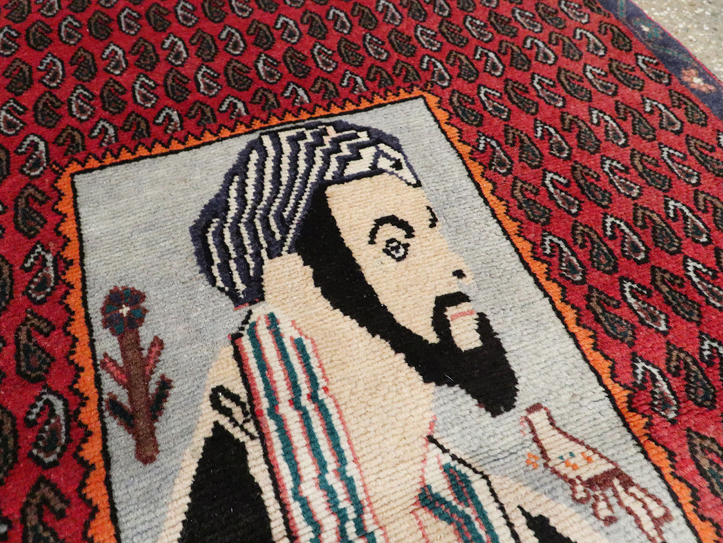 Vintage Pictorial Senneh Rug, No.28073 - Galerie Shabab