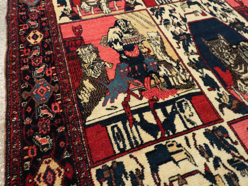 Vintage Persian Senneh  Pictorial Rug, No.28074 - Galerie Shabab