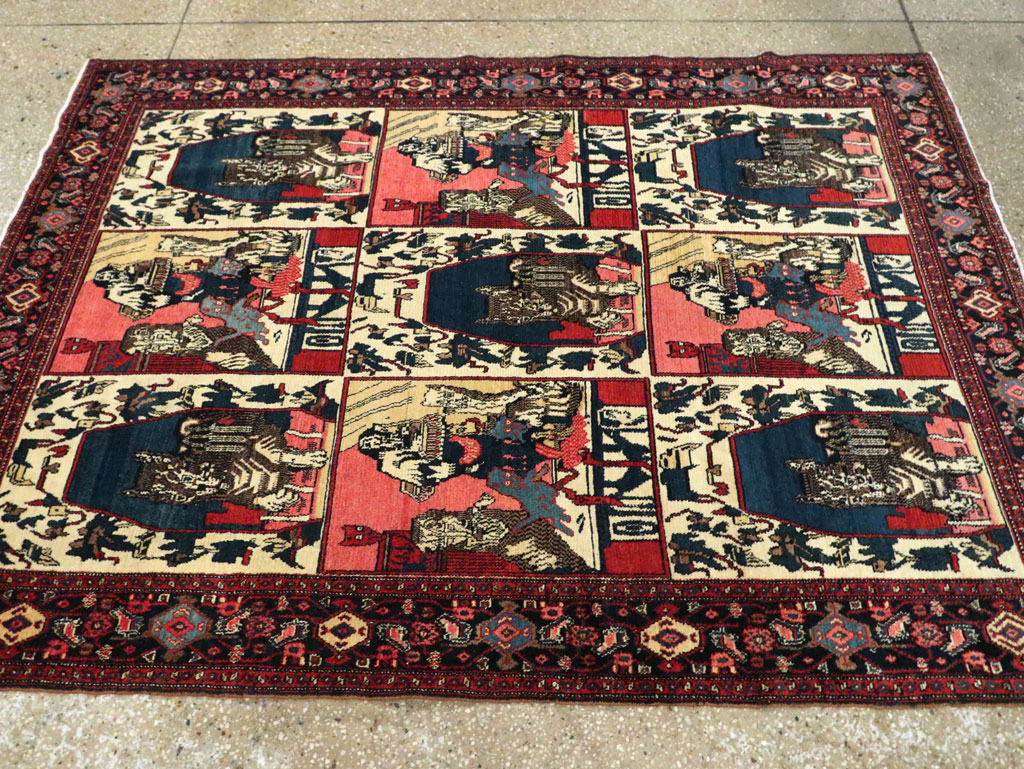 Vintage Persian Senneh  Pictorial Rug, No.28074 - Galerie Shabab