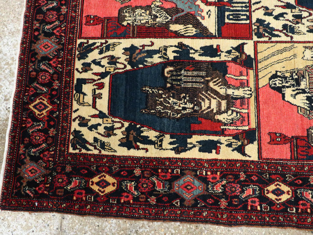 Vintage Persian Senneh  Pictorial Rug, No.28074 - Galerie Shabab