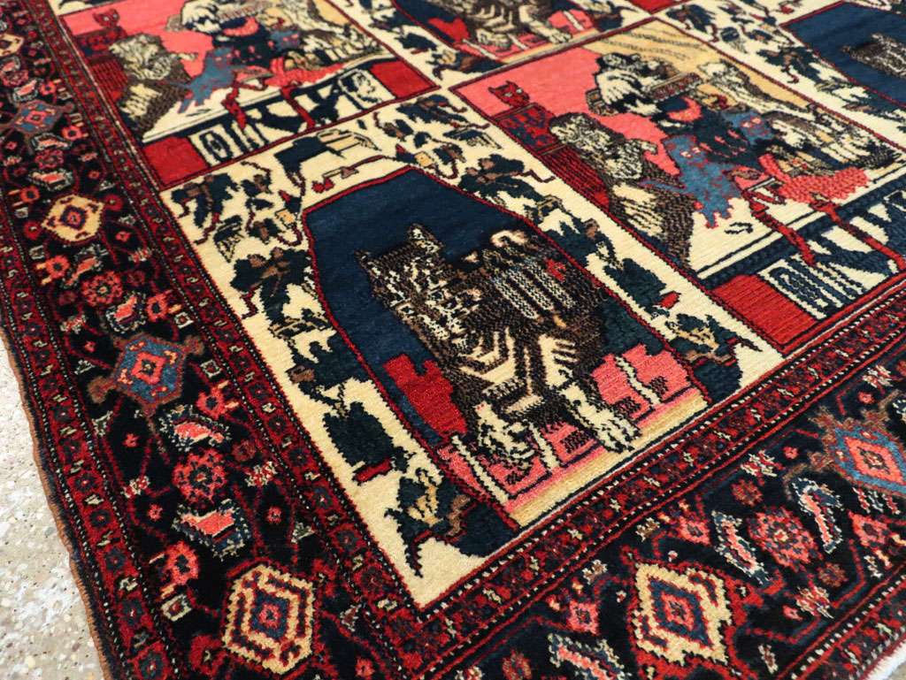 Vintage Persian Senneh  Pictorial Rug, No.28074 - Galerie Shabab