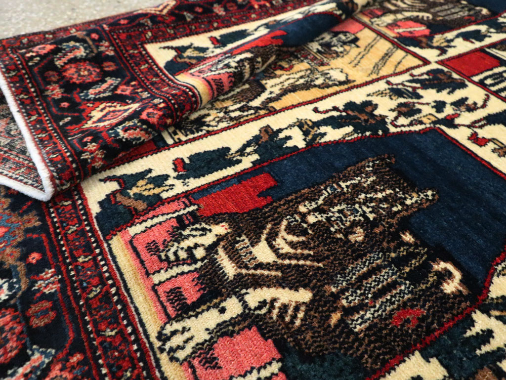 Vintage Persian Senneh  Pictorial Rug, No.28074 - Galerie Shabab