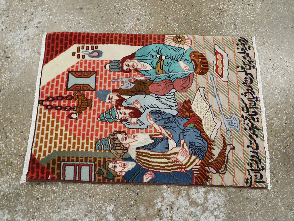 Vintage Persian Tabriz Pictorial Rug (Pair: 2 of 2), No.28091 - Galerie Shabab