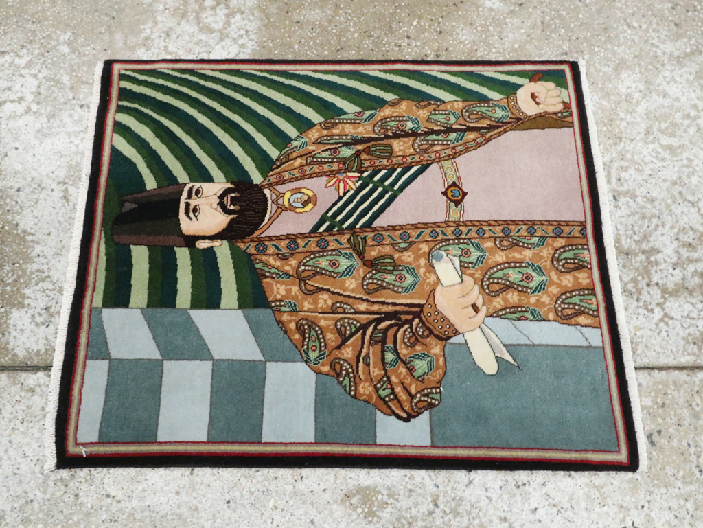 Vintage Persian Tabriz Pictorial Rug (Pair: 1 of 2), No.28093 - Galerie Shabab