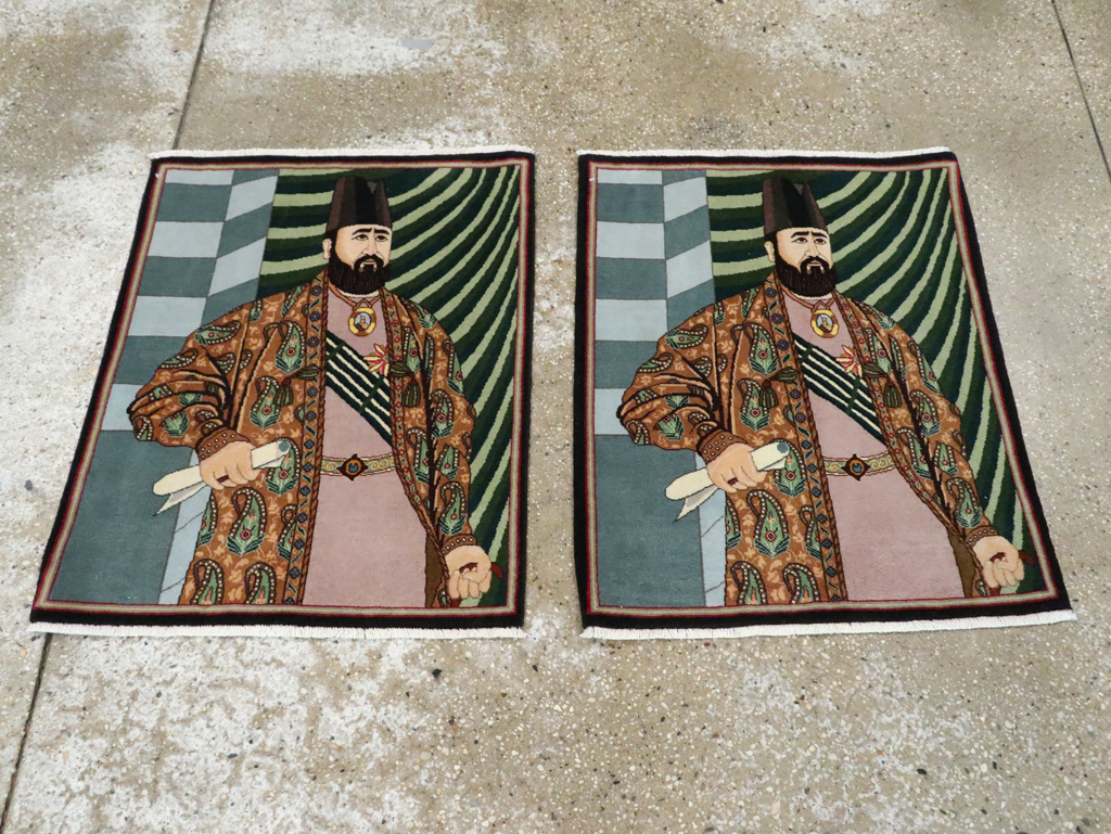 Vintage Persian Tabriz Pictorial Rug (Pair: 1 of 2), No.28093 - Galerie Shabab