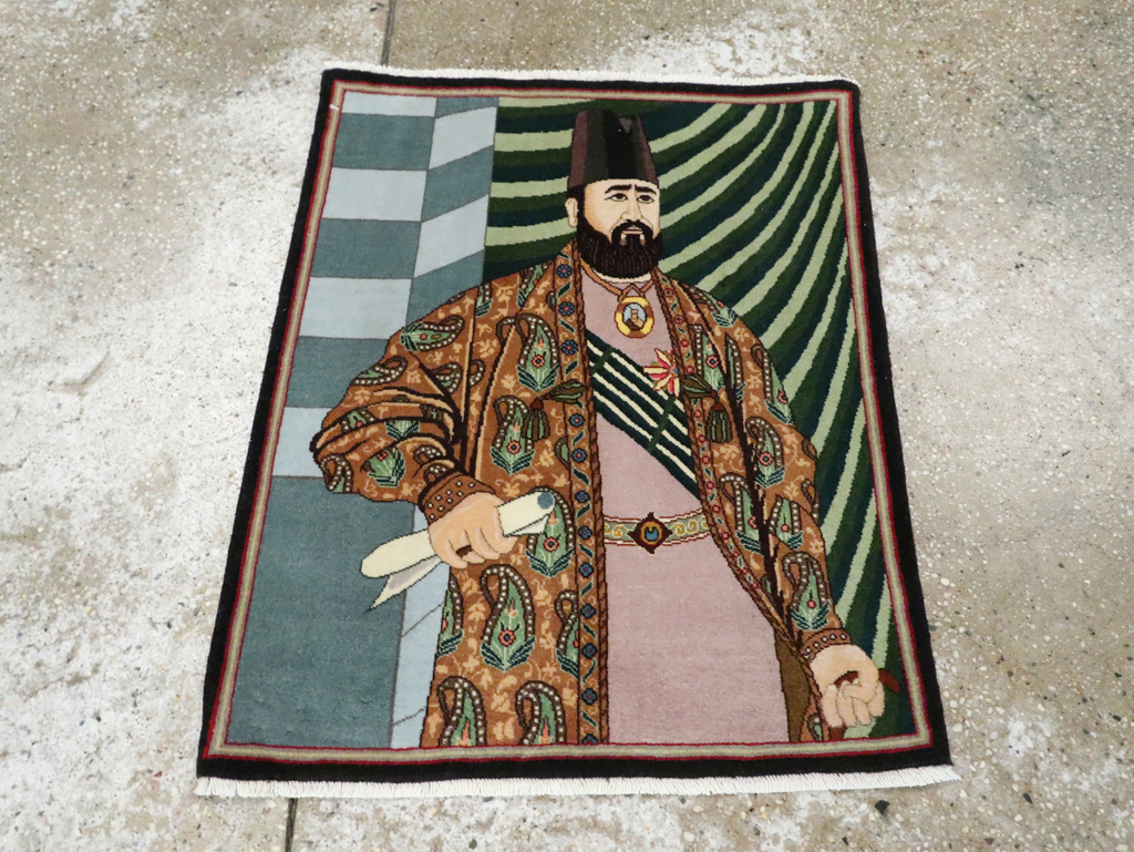 Vintage Persian Tabriz Pictorial Rug (Pair: 2 of 2), No.28094 - Galerie Shabab