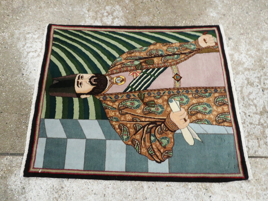 Vintage Persian Tabriz Pictorial Rug (Pair: 2 of 2), No.28094 - Galerie Shabab