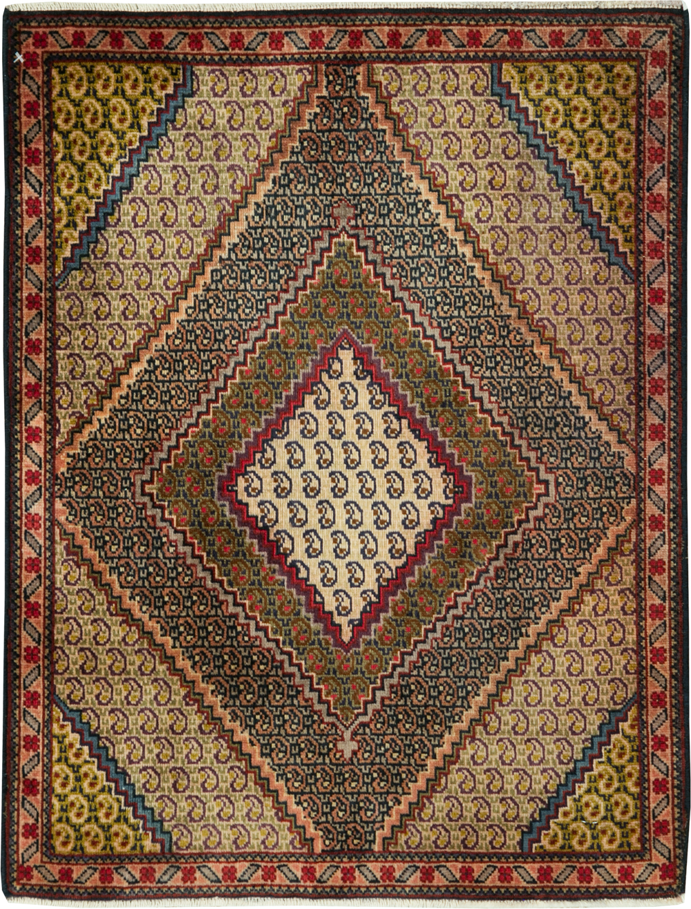 Vintage Persian Tabriz Throw Rug, No.28099 - Galerie Shabab