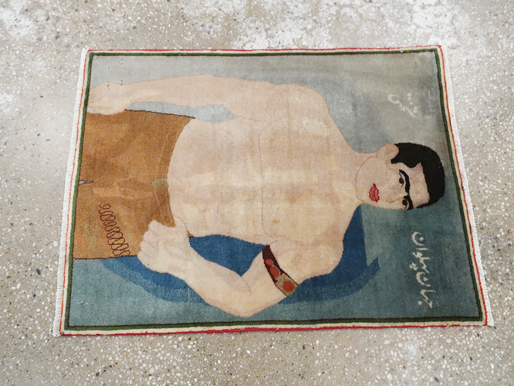 Vintage Persian Tabriz Pictorial Rug, No.28101 - Galerie Shabab