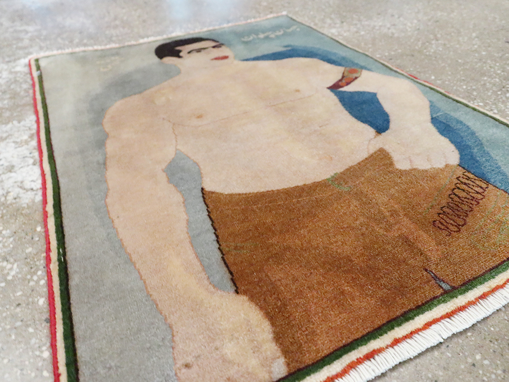 Vintage Persian Tabriz Pictorial Rug, No.28101 - Galerie Shabab