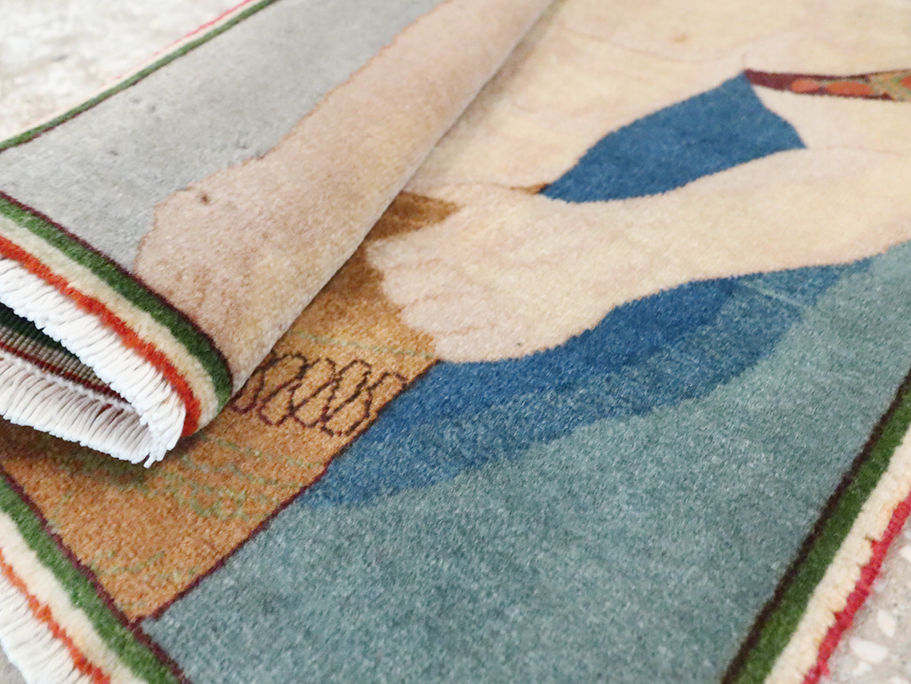 Vintage Persian Tabriz Pictorial Rug, No.28101 - Galerie Shabab