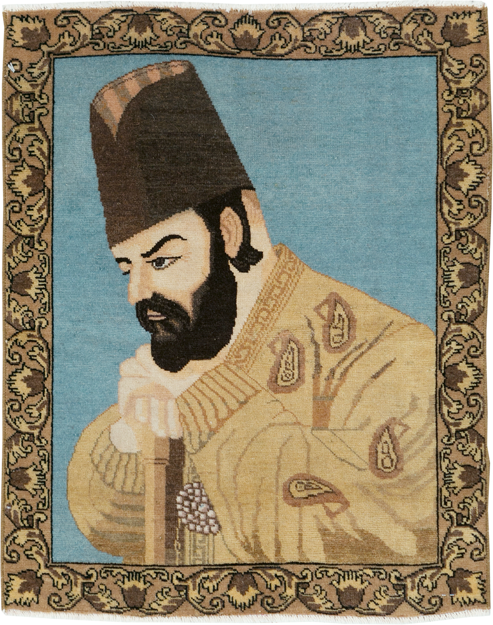 Vintage Persian Tabriz Pictorial Rug, No.28102 - Galerie Shabab