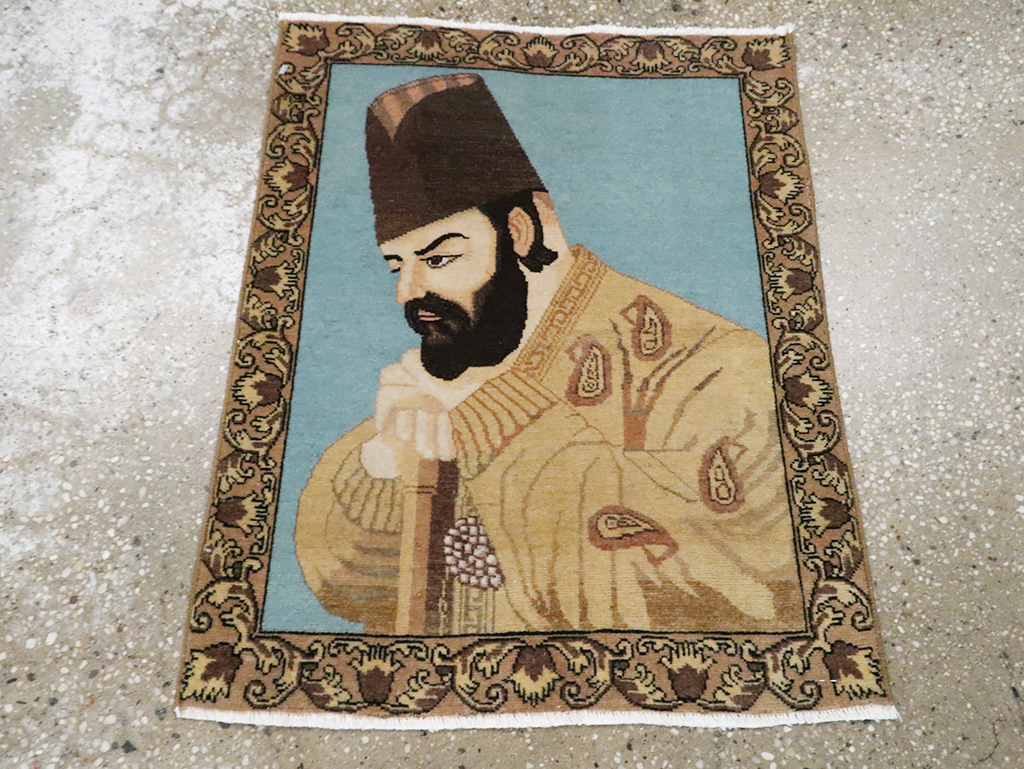 Vintage Persian Tabriz Pictorial Rug, No.28102 - Galerie Shabab