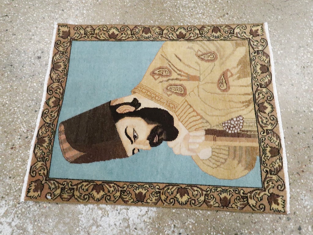 Vintage Persian Tabriz Pictorial Rug, No.28102 - Galerie Shabab