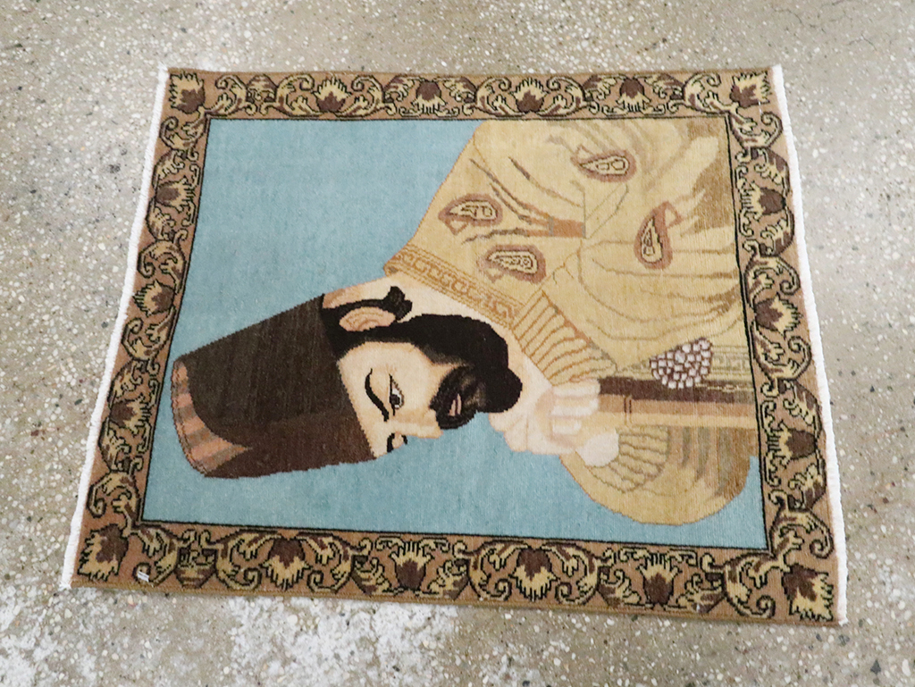 Vintage Persian Tabriz Pictorial Rug, No.28102 - Galerie Shabab