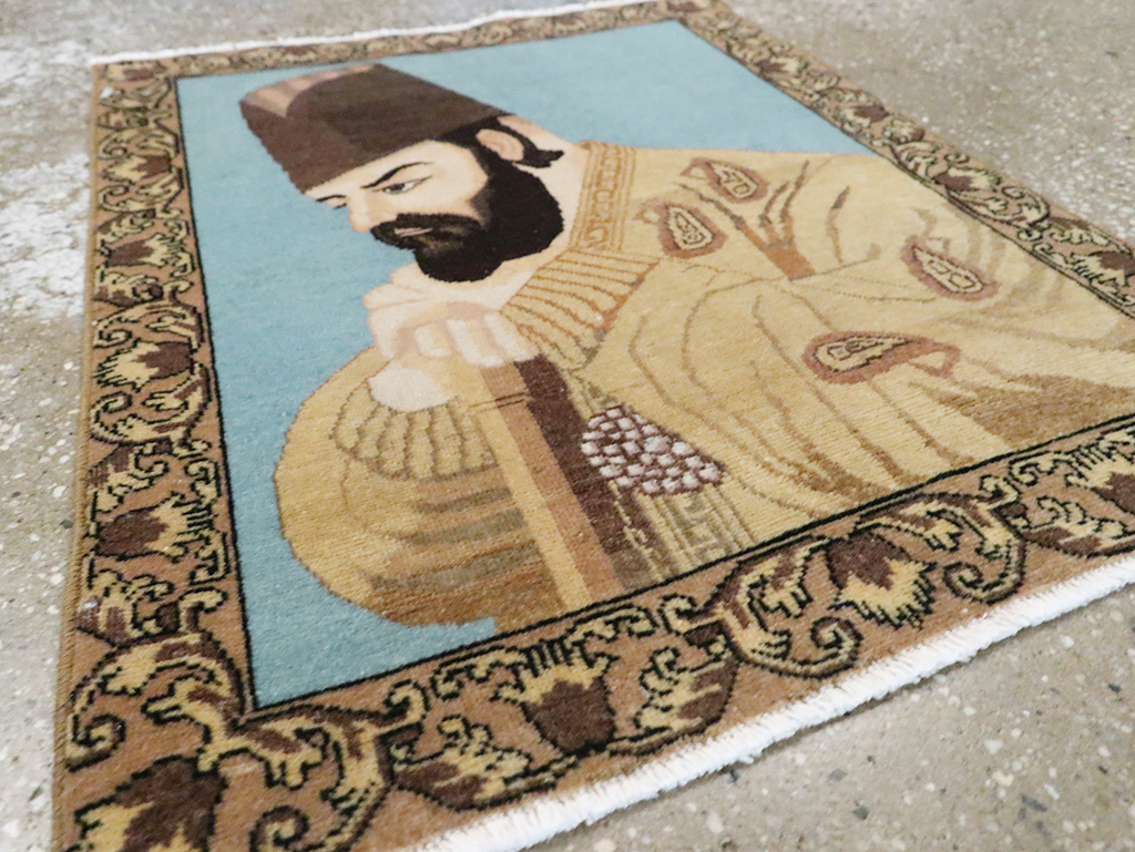 Vintage Persian Tabriz Pictorial Rug, No.28102 - Galerie Shabab