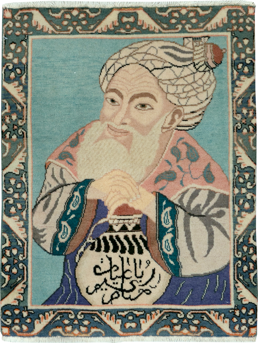 Vintage Persian Tabriz Pictorial Rug, No.28103 - Galerie Shabab