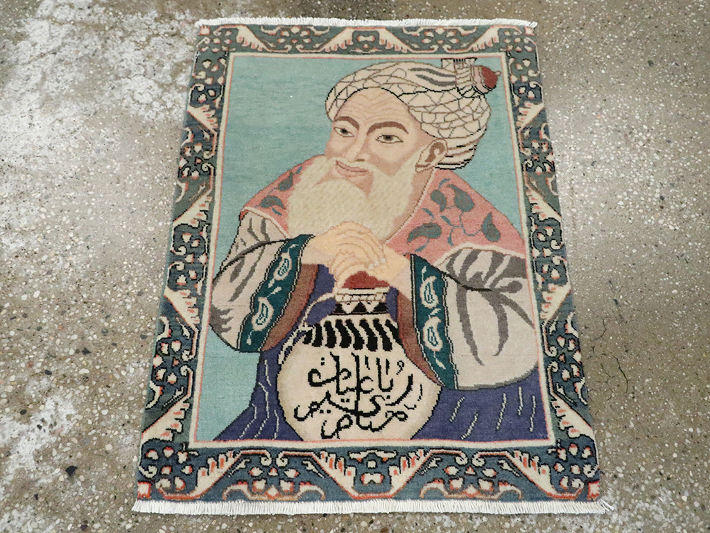 Vintage Persian Tabriz Pictorial Rug, No.28103 - Galerie Shabab