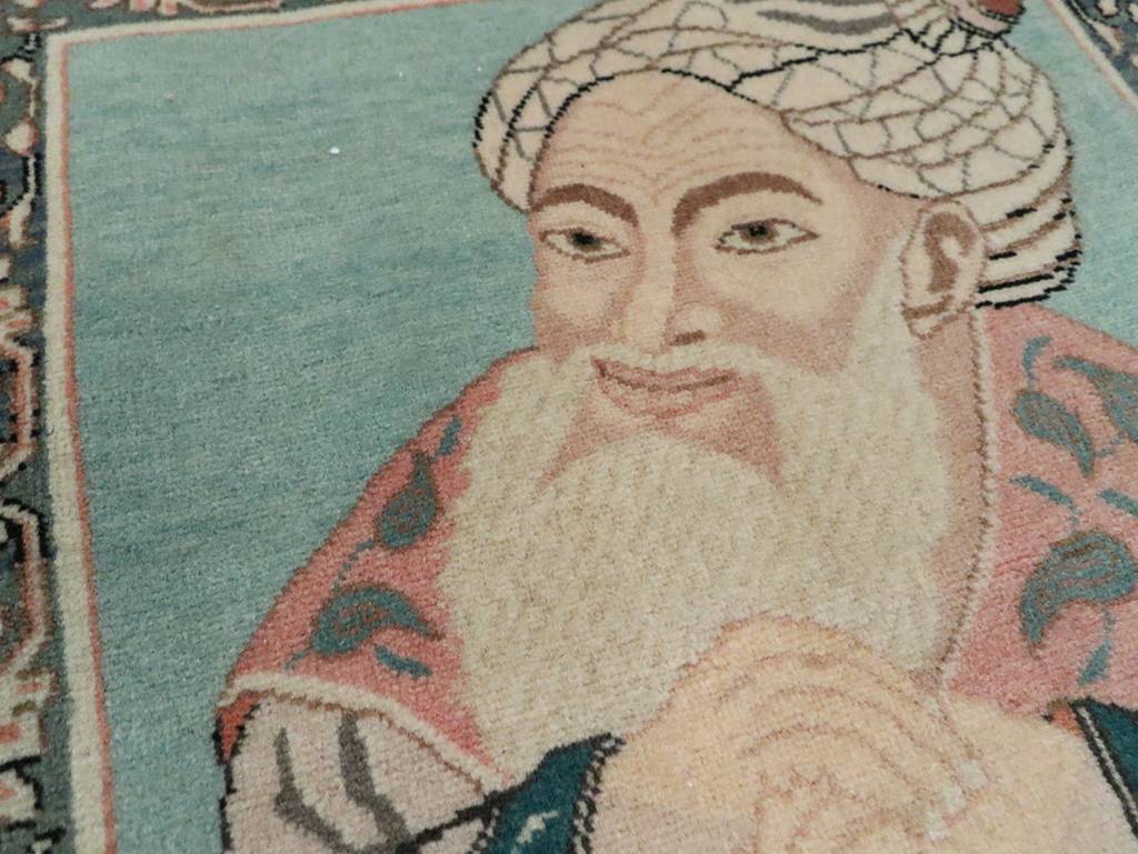 Vintage Persian Tabriz Pictorial Rug, No.28103 - Galerie Shabab