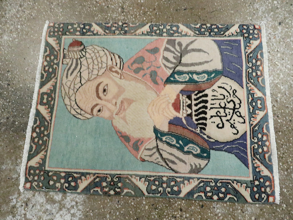 Vintage Persian Tabriz Pictorial Rug, No.28103 - Galerie Shabab