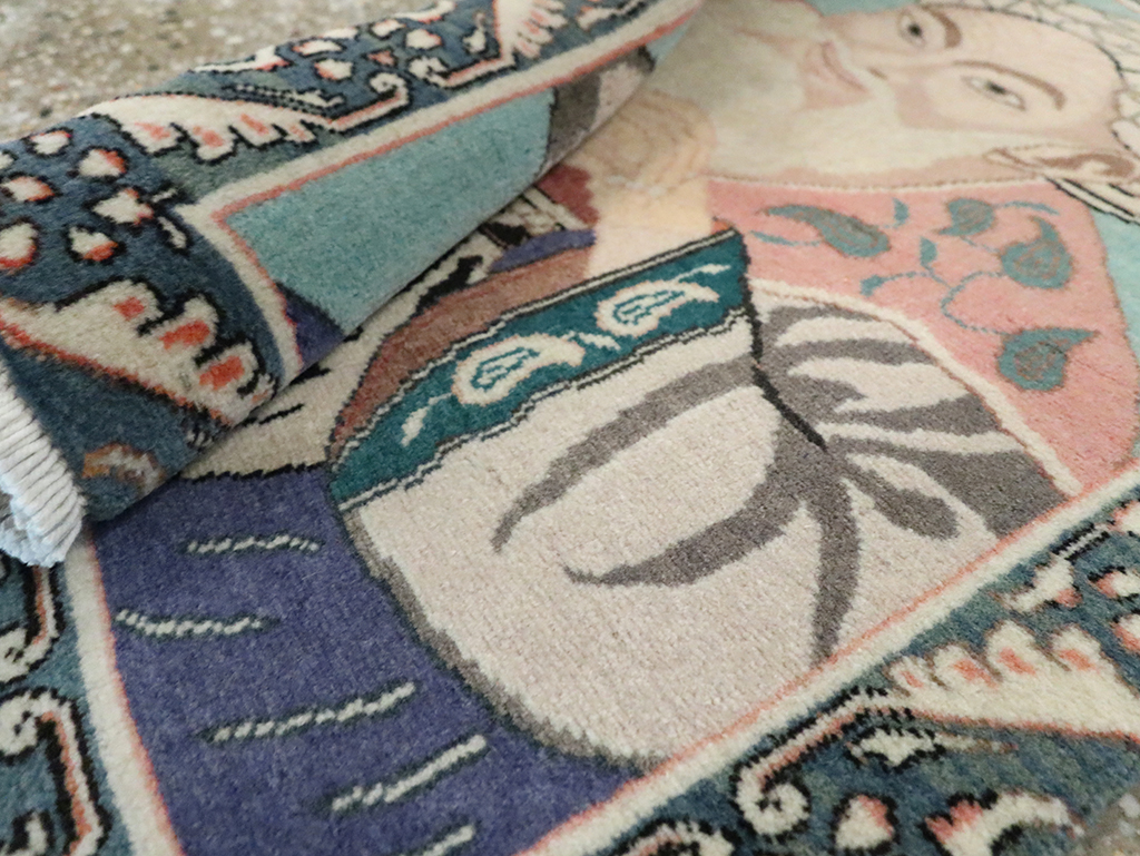 Vintage Persian Tabriz Pictorial Rug, No.28103 - Galerie Shabab