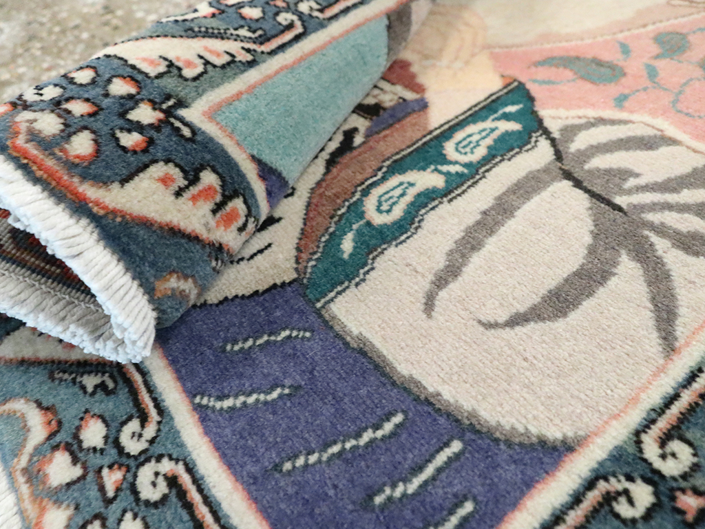 Vintage Persian Tabriz Pictorial Rug, No.28103 - Galerie Shabab